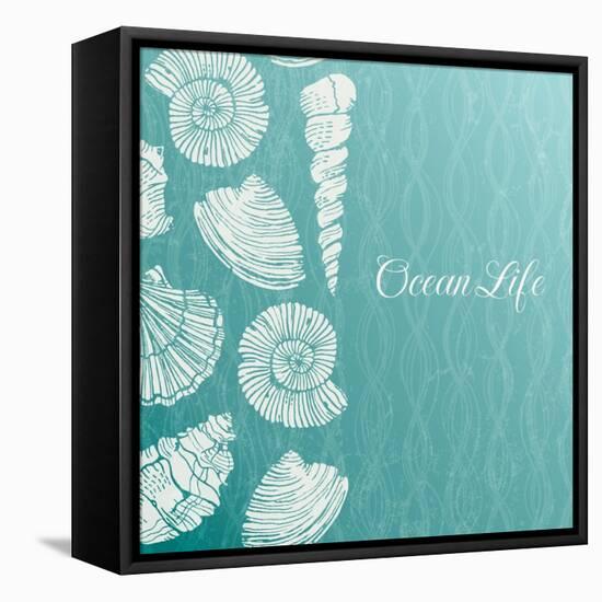 Vector Background with Sea Shells-evdakovka-Framed Stretched Canvas