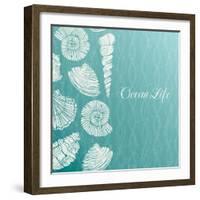 Vector Background with Sea Shells-evdakovka-Framed Art Print