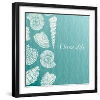 Vector Background with Sea Shells-evdakovka-Framed Art Print