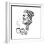 Vector Black and White Bearded Man with Cup Illustration-Julia Waller-Framed Art Print