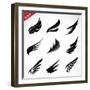 Vector Black Wing Icons Set-yod67-Framed Art Print