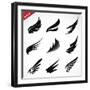 Vector Black Wing Icons Set-yod67-Framed Art Print