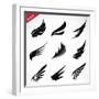 Vector Black Wing Icons Set-yod67-Framed Art Print