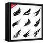 Vector Black Wing Icons Set-yod67-Framed Stretched Canvas