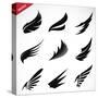 Vector Black Wing Icons Set-yod67-Stretched Canvas