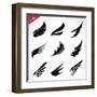 Vector Black Wing Icons Set-yod67-Framed Art Print