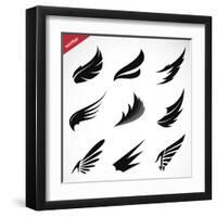 Vector Black Wing Icons Set-yod67-Framed Art Print