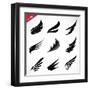 Vector Black Wing Icons Set-yod67-Framed Art Print
