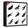 Vector Black Wing Icons Set-yod67-Framed Stretched Canvas