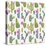 Vector Cactus Background. Seamless Pattern. Exotic Plant. Tropical.-woodhouse-Stretched Canvas