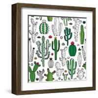 Vector Cactus Seamless Pattern-Vlad Klok-Framed Art Print