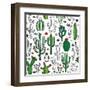 Vector Cactus Seamless Pattern-Vlad Klok-Framed Art Print