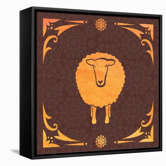 Vector Card with Sheep and 2015-kisika-Framed Stretched Canvas