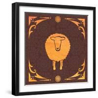 Vector Card with Sheep and 2015-kisika-Framed Art Print