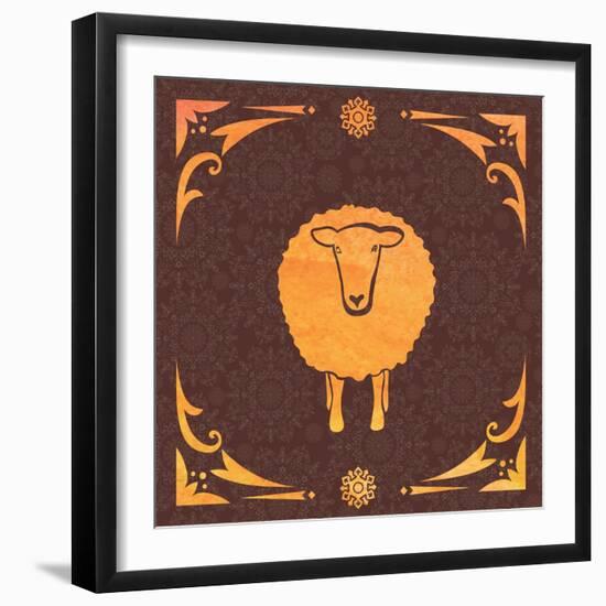 Vector Card with Sheep and 2015-kisika-Framed Art Print