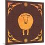 Vector Card with Sheep and 2015-kisika-Mounted Art Print