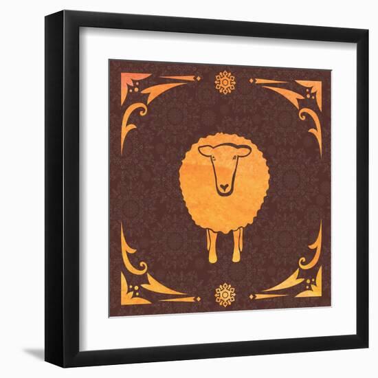 Vector Card with Sheep and 2015-kisika-Framed Art Print