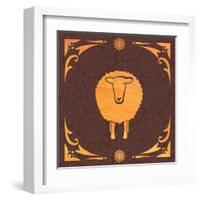 Vector Card with Sheep and 2015-kisika-Framed Art Print