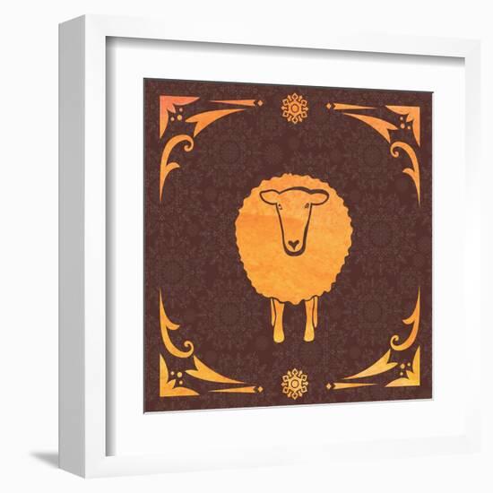 Vector Card with Sheep and 2015-kisika-Framed Art Print