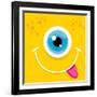 Vector Cartoon Orange Monster Face-rock n roll-Framed Art Print