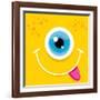 Vector Cartoon Orange Monster Face-rock n roll-Framed Art Print