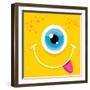 Vector Cartoon Orange Monster Face-rock n roll-Framed Art Print