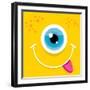 Vector Cartoon Orange Monster Face-rock n roll-Framed Art Print