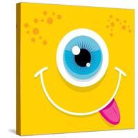 Vector Cartoon Orange Monster Face-rock n roll-Stretched Canvas