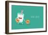 Vector Cartoons of Comic Characters Glass of Milk and Cookies. Friends Forever. Breakfast-Serbinka-Framed Art Print
