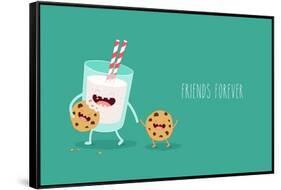 Vector Cartoons of Comic Characters Glass of Milk and Cookies. Friends Forever. Breakfast-Serbinka-Framed Stretched Canvas