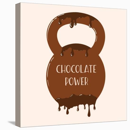 Vector Chocolate Kettlebell with Melting Effect. Kettlebel with Label Chocolate Power . Chocolate-Frantisek Keclik-Stretched Canvas
