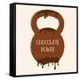 Vector Chocolate Kettlebell with Melting Effect. Kettlebel with Label Chocolate Power . Chocolate-Frantisek Keclik-Framed Stretched Canvas