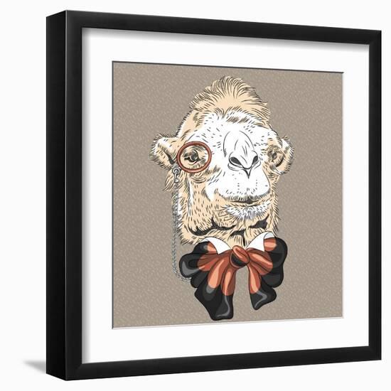 Vector Closeup Portrait of Funny Camel Hipster-kavalenkava volha-Framed Art Print