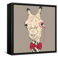 Vector Closeup Portrait of Funny Camel Hipster-kavalenkava volha-Framed Stretched Canvas
