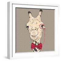 Vector Closeup Portrait of Funny Camel Hipster-kavalenkava volha-Framed Art Print