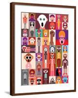 Vector Collage of Many Shocked Faces. Set of Surprised People Portraits.-danjazzia-Framed Art Print