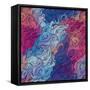 Vector Color Abstract Hand-Drawn Hair Pattern with Waves and Clouds. Asian Style.-Gorbash Varvara-Framed Stretched Canvas