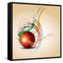 Vector Cricket Ball in Grungy-Pinnacleanimates-Framed Stretched Canvas