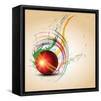 Vector Cricket Ball in Grungy-Pinnacleanimates-Framed Stretched Canvas