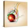 Vector Cricket Ball in Grungy-Pinnacleanimates-Stretched Canvas