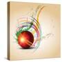 Vector Cricket Ball in Grungy-Pinnacleanimates-Stretched Canvas