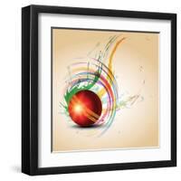 Vector Cricket Ball in Grungy-Pinnacleanimates-Framed Art Print