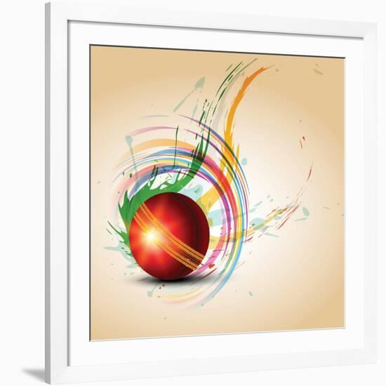 Vector Cricket Ball in Grungy-Pinnacleanimates-Framed Art Print