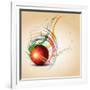 Vector Cricket Ball in Grungy-Pinnacleanimates-Framed Art Print