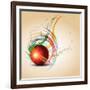 Vector Cricket Ball in Grungy-Pinnacleanimates-Framed Art Print