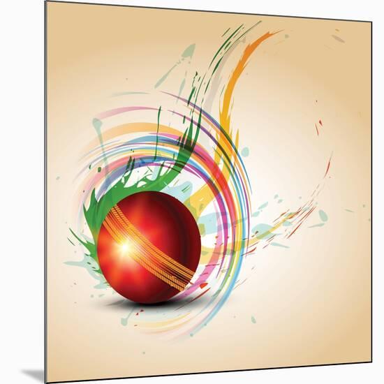 Vector Cricket Ball in Grungy-Pinnacleanimates-Mounted Art Print