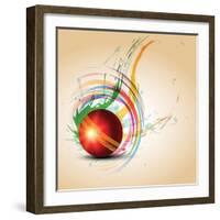 Vector Cricket Ball in Grungy-Pinnacleanimates-Framed Art Print