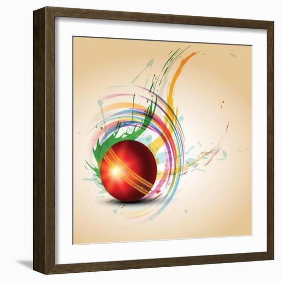 Vector Cricket Ball in Grungy-Pinnacleanimates-Framed Art Print