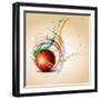 Vector Cricket Ball in Grungy-Pinnacleanimates-Framed Art Print