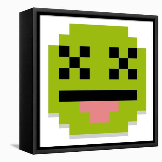 Vector Cute Cartoon Pixel Dead Face Isolated-Aratehortua-Framed Stretched Canvas